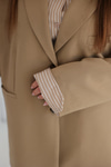 Maçka Oversize Çizgili Gömlek-Bej