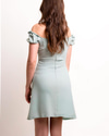 Palma Karpuz Kollu Mini Elbise-Mint