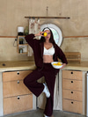 Soft Knit Zipped Hoodie-Burgundy