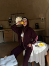 Soft Knit Zipped Hoodie-Burgundy