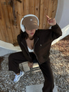 Soft Knit Zipped Hoodie-Cacao