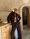 Soft Knit Zipped Hoodie-Cacao