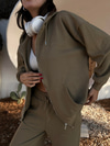 Soft Knit Zipped Hoodie-Cookie