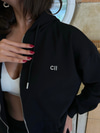 Soft Knit Zipped Hoodie-Deep Black