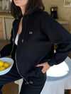 Soft Knit Zipped Hoodie-Deep Black