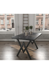 Alara Mutfak Masası 80x120 Yemek Masası Balkon Masası Cafe Masası Siyah Mermer