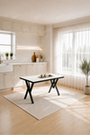 Alara Mutfak Masası Yemek Masası 80x140 Balkon Masası Cafe Masası Düz Beyaz