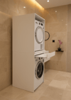 Altay Çamaşır Makinesı Ve Kurutma Makinesi Dolabı Çekmeceli Banyo Dolabı Beyaz