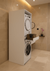 Altay Çamaşır Makinesı Ve Kurutma Makinesi Dolabı Çekmeceli Banyo Dolabı Beyaz