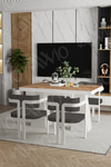 Angelos Lake MDF Ayak Tokyo Demonte Sandalye 80x120 Yemek Masası Mutfak Masası 4 Kişilik Akça