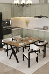 Aria Tokyo Demonte Sandalye 80x120 Yemek Masası Mutfak Masası Salon Masası 4 Kişilik Kahverengi