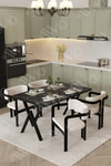 Aria Tokyo Demonte Sandalye 80x120 Yemek Masası Mutfak Masası Salon Masası 4 Kişilik Siyah