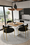 Arona Beyaz Lake MDF Ayak 90x90 Yemek Masası Mutfak Masası 4 Kişilik Masa Takımı Teddy Sandalye Akça
