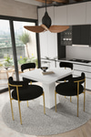 Arona Beyaz Lake MDF Ayak 90x90 Yemek Masası Mutfak Masası 4 Kişilik Masa Takımı Teddy Sandalye Beyaz