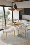 Arona Beyaz Lake MDF Ayak 90x90 Yemek Masası Mutfak Masası 4 Kişilik Masa Takımı Teddy Sandalye Akça