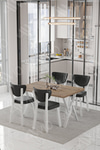 Beyaz Elma Sandalye 80x120 Yemek Masası Mutfak Masası 4 Kişilik Masa Sandalye Takımı Akça