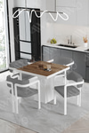 Bianco Lake MDF Ayak Tokyo Demonte Sandalye 80x80 Yemek Masası Mutfak Masası 4 Kişilik Akça