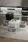 Bianco Lake MDF Ayak Tokyo Demonte Sandalye 80x80 Yemek Masası Mutfak Masası 4 Kişilik Beyaz