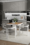 Bianco Lake MDF Ayak Tokyo Demonte Sandalye 80x80 Yemek Masası Mutfak Masası 4 Kişilik Akça