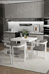 Bianco Lake MDF Ayak Tokyo Demonte Sandalye 80x80 Yemek Masası Mutfak Masası 4 Kişilik Beyaz