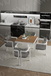 Bianco Lake MDF Ayak Tokyo Demonte Sandalye 80x80 Yemek Masası Mutfak Masası 4 Kişilik Akça