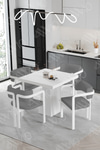 Bianco Lake MDF Ayak Tokyo Demonte Sandalye 80x80 Yemek Masası Mutfak Masası 4 Kişilik Beyaz