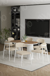 Bohem Ayak Beyaz Polo Sandalye 80x160 Mutfak Masa Sandalye Takımı Akça