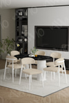 Bohem Ayak Beyaz Polo Sandalye 80x160 Mutfak Masa Sandalye Takımı Siyah Mermer