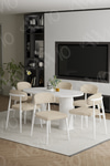 Bohem Ayak Beyaz Polo Sandalye 80x160 Mutfak Masa Sandalye Takımı Beyaz