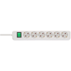 Brennenstuhl Eco Line Serisi 3 Metre 6 Soketli IP20 Lisanslı Çocuk Korumalı Priz Beyaz