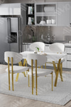 Dante Mat Gold Lotus Sandalye 80x120 Yemek Masası Mutfak Masası 4 Kişilik Masa Sandalye Takımı Beyaz Masa Sandalye Mat Gold Beyaz