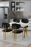Dante Mat Gold Lotus Sandalye 80x120 Yemek Masası Mutfak Masası 4 Kişilik Masa Sandalye Takımı Beyaz Masa Sandalye Mat Gold Siyah