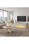 Dekorister Mara LED'li Tv Sehpa & Ünitesi, Modern Tasarım, Kolay Kurulum Salon Mobilyası Traverten 150 cm
