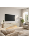 Dekorister Mara LED'li Tv Sehpa & Ünitesi, Modern Tasarım, Kolay Kurulum Salon Mobilyası Traverten 150 cm