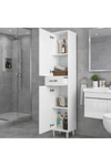 Dekorister Selin Beyaz Banyo Boy Dolabı - 2 Kapaklı 1 Çekmeceli Çok Amaçlı Kiler ve Deterjan Dolabı