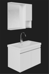 Deniz Banyo Dolabı Seti, 80 Cm Beyaz, Lavabo Dahil, Lavabolu