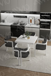 Dora Lake MDF Ayak Tokyo Demonte Sandalye 80x80 Yemek Masası Mutfak Masası 4 Kişilik Beyaz