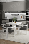 Dora Lake MDF Ayak Tokyo Demonte Sandalye 80x80 Yemek Masası Mutfak Masası 4 Kişilik Beyaz