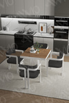 Dora Lake MDF Ayak Tokyo Demonte Sandalye 80x80 Yemek Masası Mutfak Masası 4 Kişilik Akça