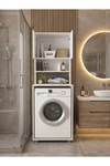 Dorpek Ayaklı Çamaşır Makinesi Dolabı, Kurutma Makinesi Dolabı ve Çift Kapaklı Banyo Kiler Dolabı 67 x 190 cm Beyaz | Pegai