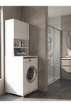 Dorpek Ayaklı Çamaşır Makinesi Dolabı, Kurutma Makinesi Dolabı ve Çift Kapaklı Banyo Kiler Dolabı 67 x 190 cm Beyaz | Pegai