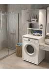 Dorpek Ayaklı Çamaşır Makinesi Dolabı, Kurutma Makinesi Dolabı ve Çift Kapaklı Banyo Kiler Dolabı 67 x 190 cm Beyaz | Pegai