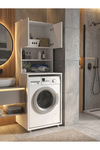 Dorpek Ayaklı Çamaşır Makinesi Dolabı, Kurutma Makinesi Dolabı ve Çift Kapaklı Banyo Kiler Dolabı 67 x 190 cm Beyaz | Pegai
