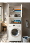 Dorpek Çamaşır Makinesi Dolabı – Banyo Dolabı Çamaşır Odası Uyumlu Dolap, Çok Amaçlı Dolap Beyaz | Brillon