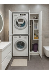 Dorpek Kapaklı Çamaşır ve Kurutma Makinesi Dolabı, Banyo Dolabı ve Ütü Masası Dolabı Beyaz | Tani & Rovi