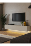 Dorpek Led Li Işıklı Tv Ünitesi 180 Cm - Kumtaşı Renk, Modern, Geniş, Raflı Tasarım - Tv Sehpası | Cercei