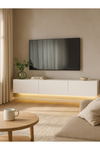 Dorpek Led Li Işıklı Tv Ünitesi 180 Cm -beyaz, Modern, Şık, Geniş, Fonksiyonel Tasarım - Tv Sehpası | Cercei