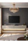 Dorpek LED'li Tv Sehpa & Ünitesi, Duvara Monte Tv Ünitesi Kumtaşı 240 cm | Homeros