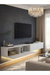 Dorpek LED'li Tv Sehpa & Ünitesi, Duvara Monte Tv Ünitesi Beyaz 240 cm | Homeros