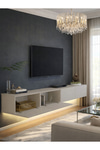 Dorpek LED'li Tv Sehpa & Ünitesi, Duvara Monte Tv Ünitesi Kumtaşı 240 cm | Homeros